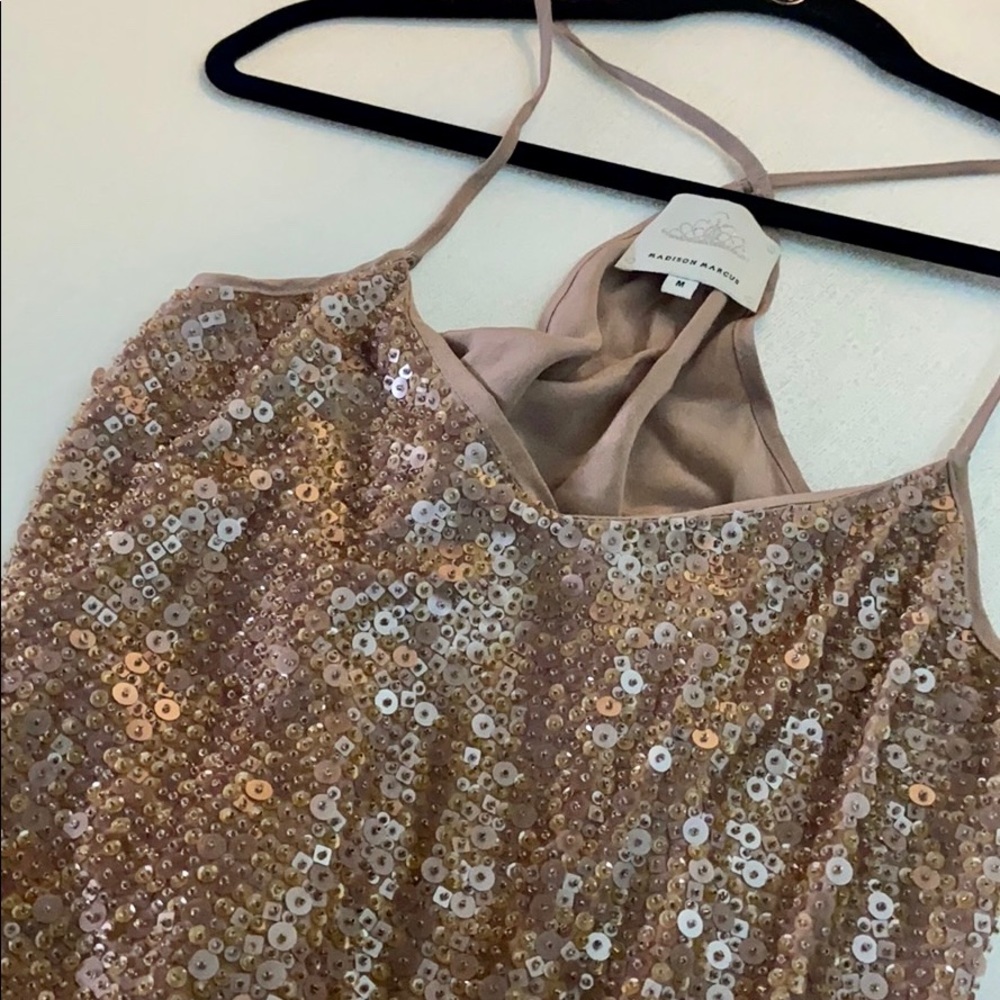 Madison Marcus Silk Sequin Halter Top Size M